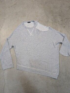R13 Distorted Sweatshirt Light Gray Distressed Crewneck Sweater Mens S Japanese